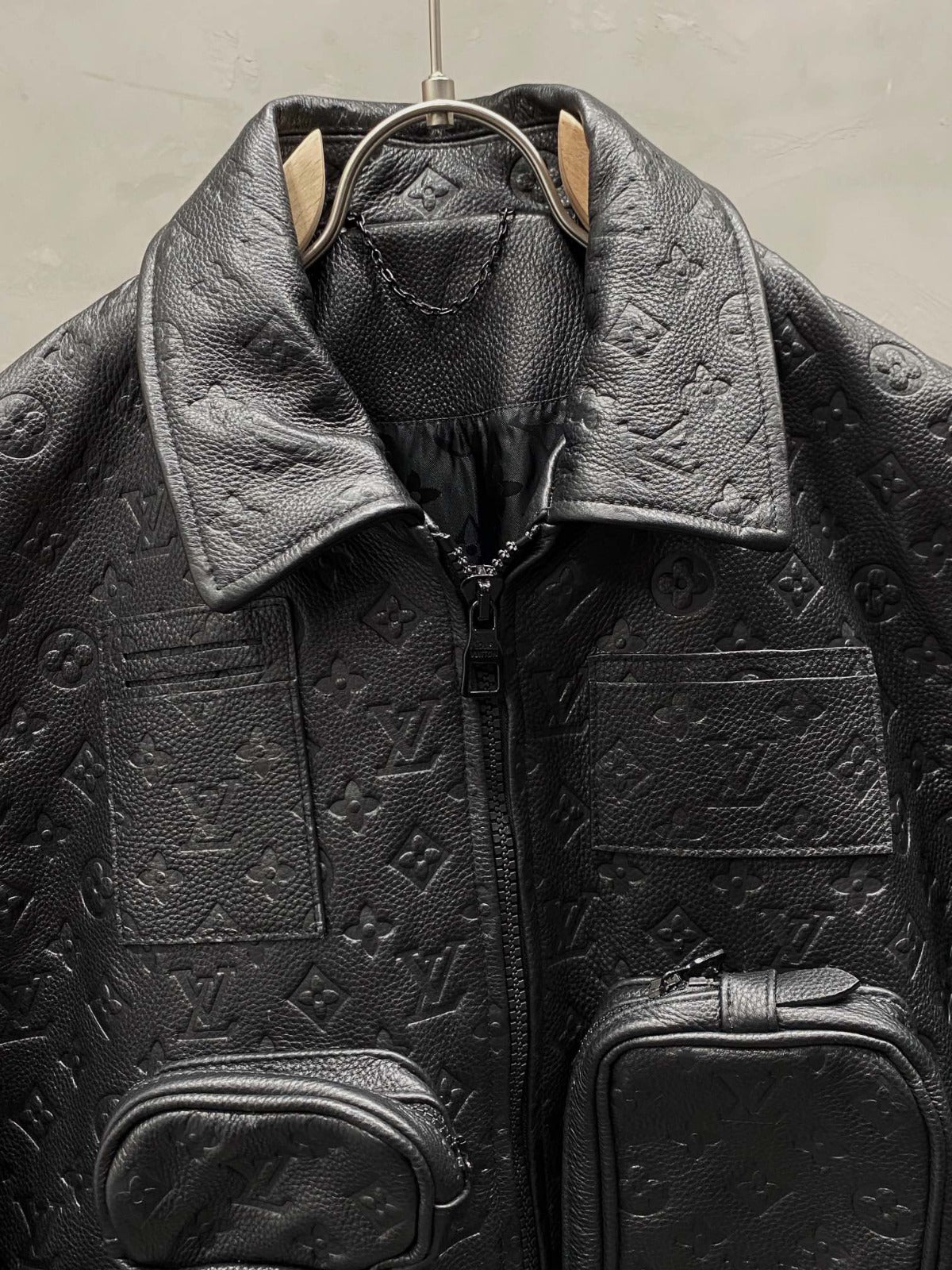 Louie Vuitton Leather Pocket Jacket