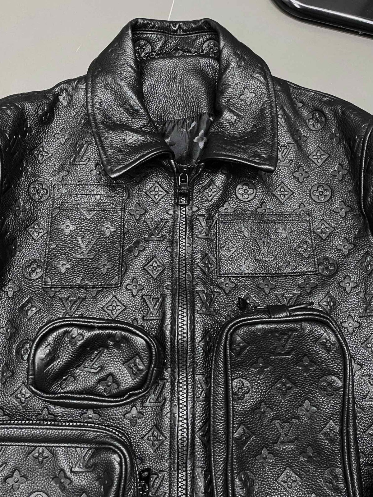 Louie Vuitton Leather Pocket Jacket