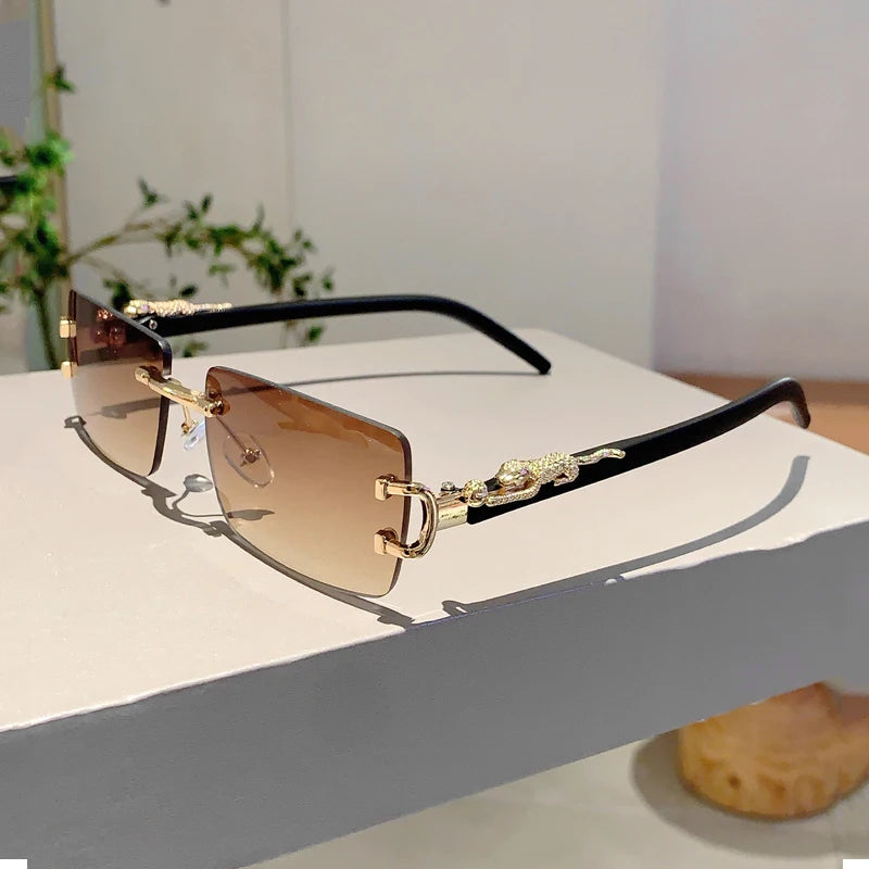 Luxury Leopard Rimless Glasses